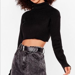 Nasty Gal Knit Cropped Turtle Neck Sweater